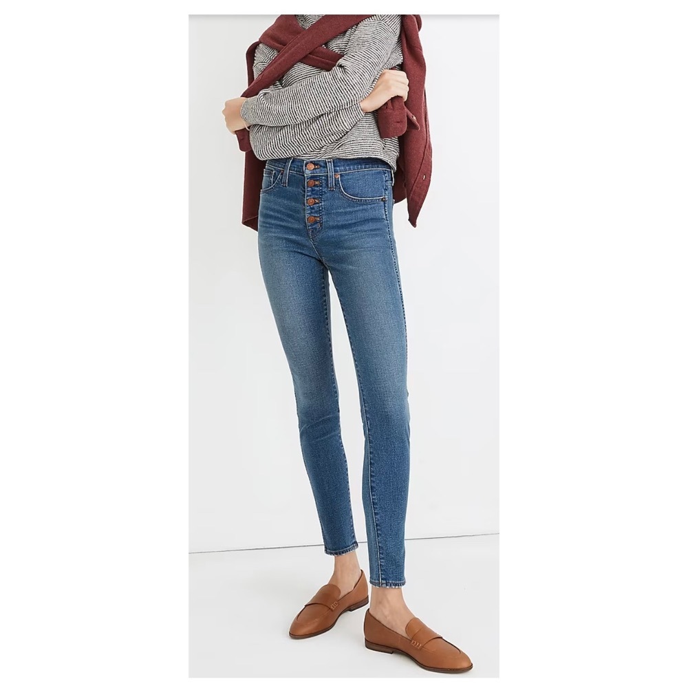 NWT Madewell Petite 10" High-Rise Skinny Jeans in Dewitt Wash: Button-Front